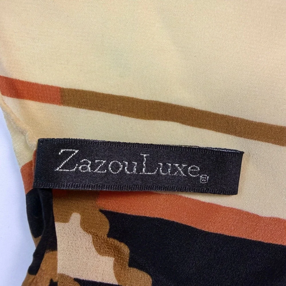 ZazouLuxe Southwestern Boho Women Scarf Rectangle Tan Silk